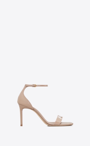 YSL Amber Sandals In Lakovaná Læder Tmavě Růžové | 35094-UJNA