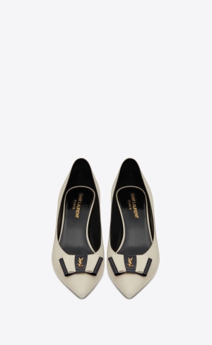 YSL Anaïs Bow Pumps In Smooth Læder Tmavě Blankyt | 01538-BLAR