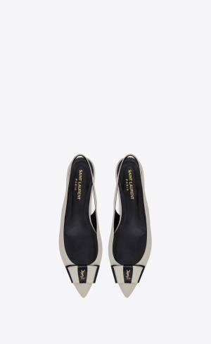 YSL Anaïs Slingback Flats In Smooth And Lakovaná Læder Tmavě Blankyt | 59107-TXMQ
