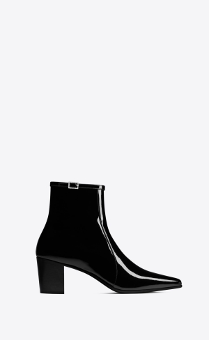 YSL Arsun Zipped Boots In Lakovaná Læder Černé | 56491-DTCX
