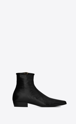 YSL Arsun Zipped Boots In Shiny Læder Černé | 31506-COIS