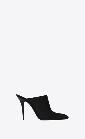 YSL Ascot Mules In Crepe Satin Černé | 48609-JWCV