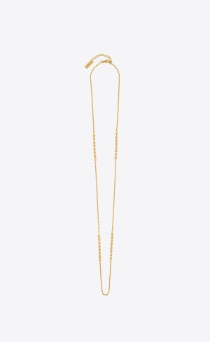 YSL Ball And Wheat Chain Necklace In Metal Zlaté | 13875-DHOC