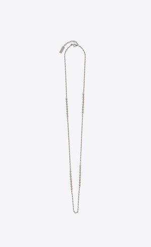 YSL Ball And Wheat Chain Necklace In Metal Stříbrné | 69521-JIZP