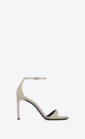 YSL Bea Sandals In Smooth Læder Pearl | 70328-JMSO
