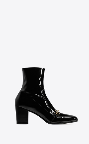 YSL Beau Boots In Lakovaná Læder Černé | 57290-SLTW