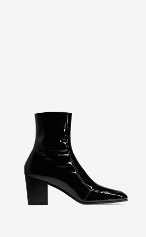 YSL Beau Zipped Boots In Lakovaná Læder Noir | 35170-CGVF