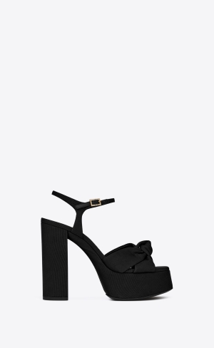 YSL Bianca Platformy Sandals In Ottoman Fabric Černé | 06917-TMOY