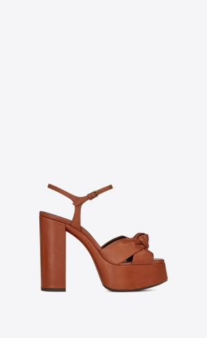 YSL Bianca Platformy Sandals In Smooth Læder Toffee | 59163-JWBO