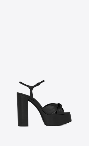 YSL Bianca Platformy Sandals In Smooth Læder Černé | 82479-GZDP