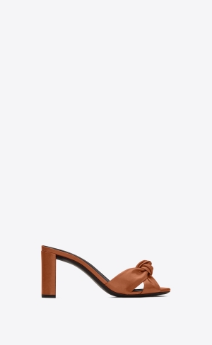 YSL Bianca Podpatku Mules In Smooth Læder Toffee | 09238-MNIJ