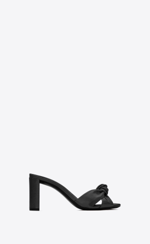 YSL Bianca Podpatku Mules In Smooth Læder Černé | 70856-WJGO