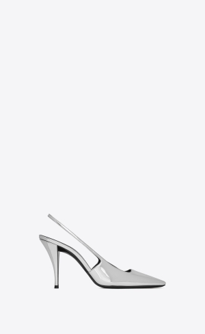 YSL Blade Slingback Pumps In Mirrored Læder Argent | 31980-WAGN