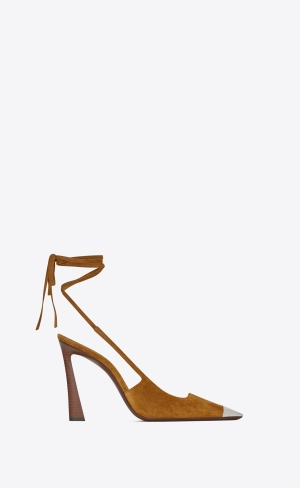 YSL Blade Slingback Pumps In Semišové Ocre | 95618-NJRZ