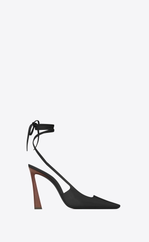 YSL Blade Slingback Pumps In Smooth Læder Černé | 05632-ZDFC