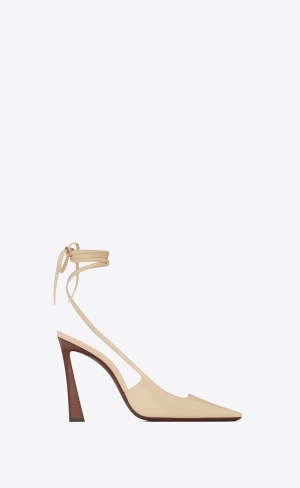 YSL Blade Slingback Pumps In Smooth Læder Béžový | 27146-MXRD