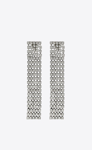 YSL Bulky Rhinestone Earrings In Metal Stříbrné | 06472-FCRK