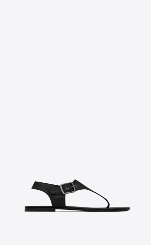 YSL Caleb Byty Sandals In Smooth Læder Černé | 03971-NZTU