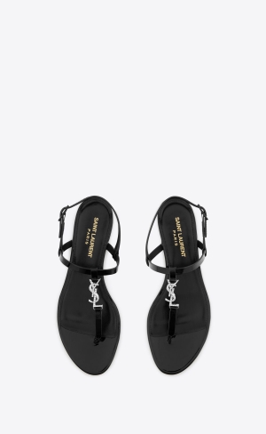 YSL Cassandra Sandals In Lakovaná Læder Černé | 54138-FNPQ
