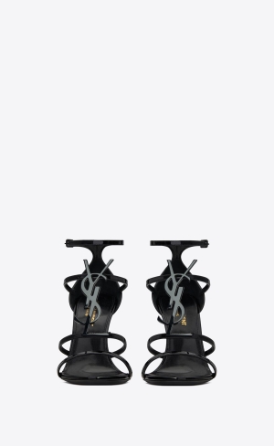 YSL Cassandra Sandals In Lakovaná Læder Černé | 89034-KMWS