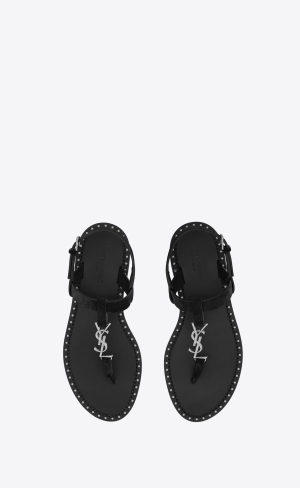 YSL Cassandra Sandals In Semišové Noir | 09541-WJZQ