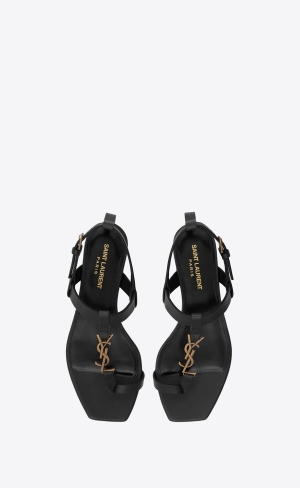 YSL Cassandra Sandals In Smooth Læder Černé | 17920-AVHE