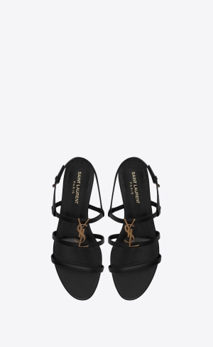 YSL Cassandra Sandals In Smooth Læder Černé | 31489-RNQE