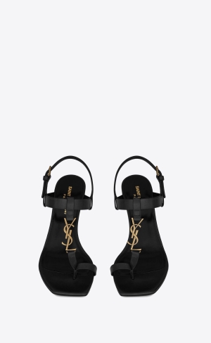 YSL Cassandra Sandals In Smooth Læder Černé | 51087-SOFQ
