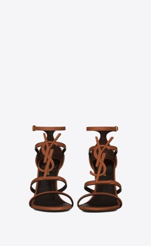 YSL Cassandra Sandals In Smooth Vegetable-tanned Læder Noisette | 71540-WMBC
