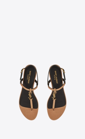 YSL Cassandra Sandals In Vegetable-tanned Læder Zlaté | 96138-AXBY