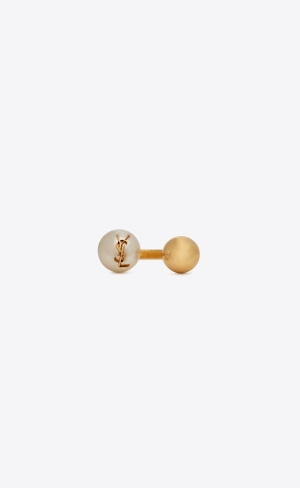 YSL Cassandre Pearl And Ball Ring In Metal Zlaté Krém | 15280-VWUP