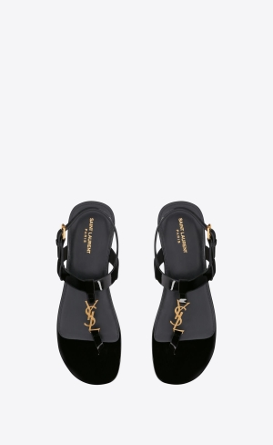 YSL Cassandre Sandals In Lakovaná Læder Černé | 04823-QZPE