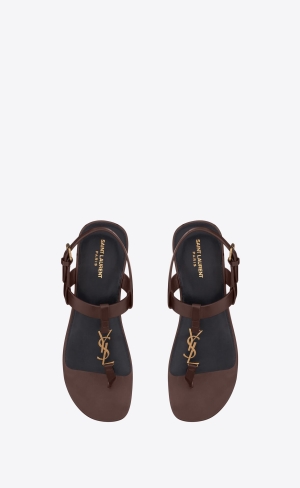 YSL Cassandre Sandals In Smooth Læder Tmavě Čokolády | 05973-XPLQ