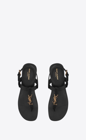 YSL Cassandre Sandals In Smooth Læder Černé | 64372-HMRW
