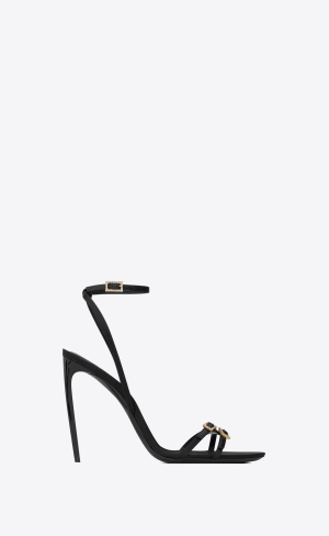 YSL Cassie Sandals In Crepe Satin Černé | 87614-MZBQ