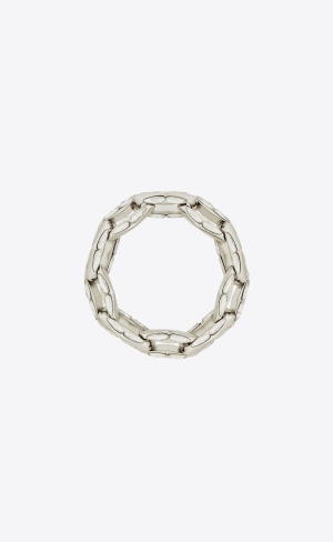 YSL Chain Bracelet In Metal And Rhinestones Crystal And Palladium | 46523-JAED