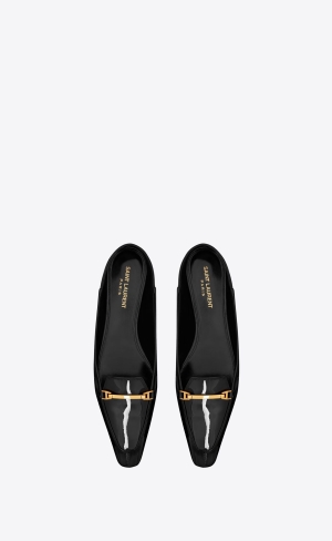 YSL Chris Slippers In Lakovaná Læder Černé | 08142-GTPZ
