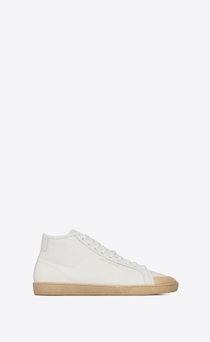 YSL Court Classic Sl/39 Mid-top Sneakers In Platene And Læder Bílé | 07281-DPWI