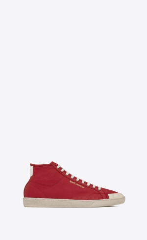 YSL Court Classic Sl/39 Mid-top Sneakers In Nylon And Læder Červené Bílé | 65287-GXIC