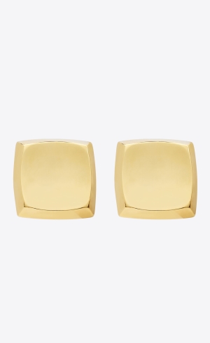 YSL Curvy Square Earrings In Metal Zlaté | 86247-CIZY