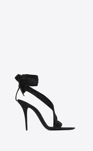 YSL Deva Sandals In Semišové Černé | 38172-EWSZ
