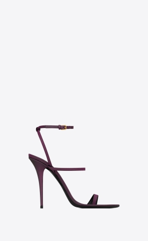 YSL Dive Sandals In Shantung Prune | 57631-EDNO