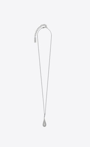 YSL Drop Charm Necklace In Metal Palladium | 49863-WXBF