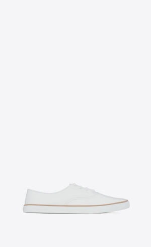 YSL Feliz Low Top Sneakers In Smooth Læder Blanc | 34708-FMKO