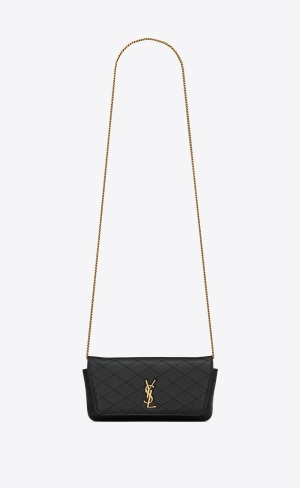 YSL Gaby Phone Holder In Prošívaný Læder Černé | 51239-PUMC