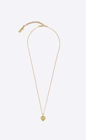YSL Heart Pendant Necklace In Metal Zlaté | 40381-HFGT