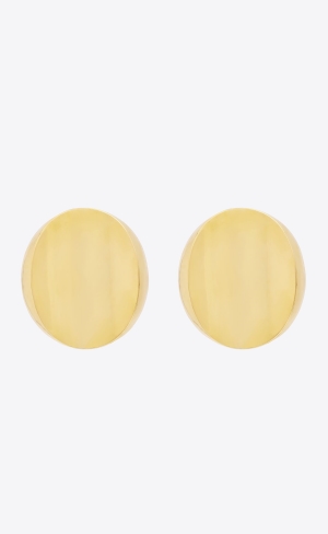YSL Hollow Disk Earrings In Metal Zlaté | 81690-JEWF