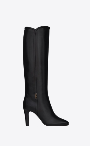 YSL Jane Cassandre Boots In Smooth Læder Černé | 76924-ZOEA