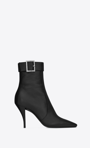YSL Jill Booties In Vintage Læder Černé | 05694-DRKA