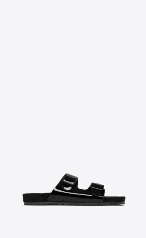 YSL Jimmy Byty Sandals In Lakovaná Læder Noir | 31789-ZXEJ